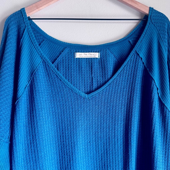 Free People Santa Clara Thermal Waffle Knit Blouse Overaized Size Medium - Picture 5 of 9